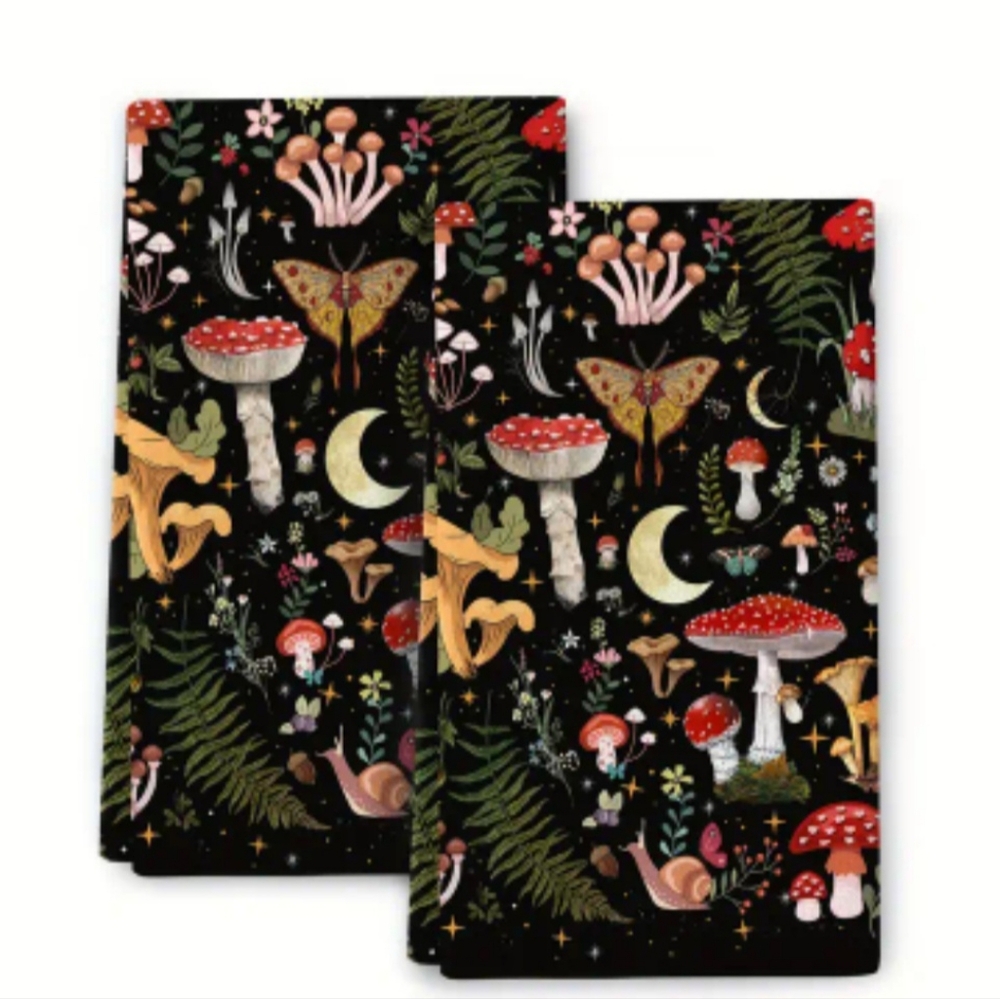 3/$30 2pcs, Polyester Modern Mushroom  Microfiber Dish Towels